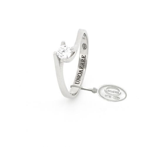 UnoAerre Anello Solitario Mini in argento bianco
