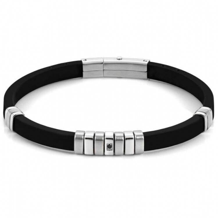 NominatioN Bracciale City Caucciù e Cubic Zirconia Nero
