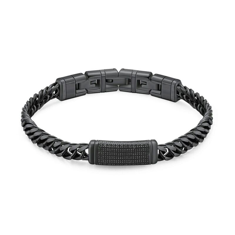Brosway Bracciale Naxos Acciaio Brunito Placca