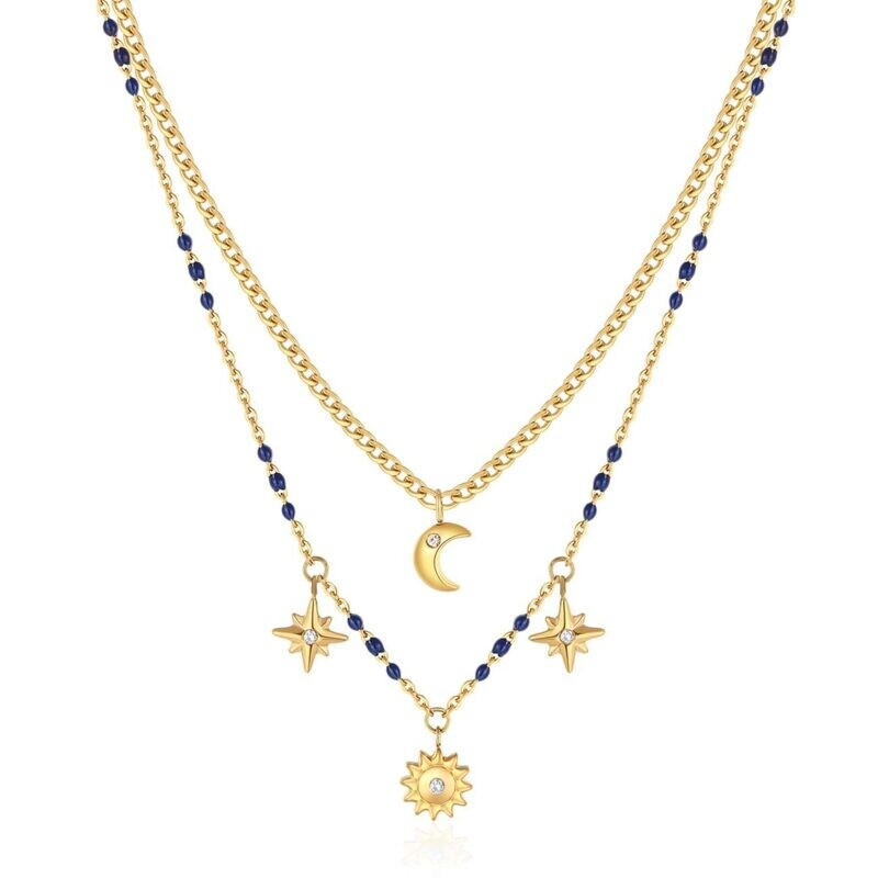 Brosway Collana Chant Doppio Filo Sole Luna Stelle