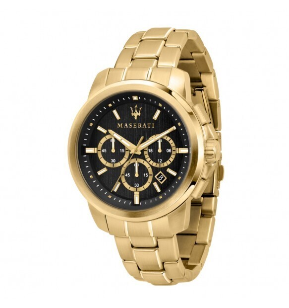 Maserati Cronografo Successo Nero Cinturino Gold
