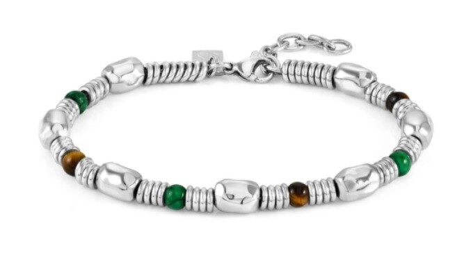 NominatioN Bracciale Instinct Acciaio Lavorato Marrone e Verde