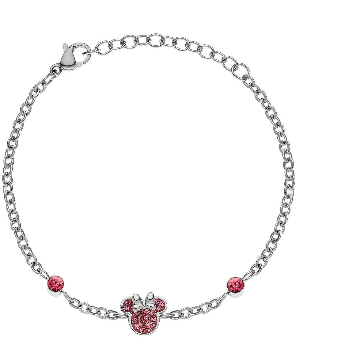 Disney Bracciale Minnie Silver Pietre Rosa