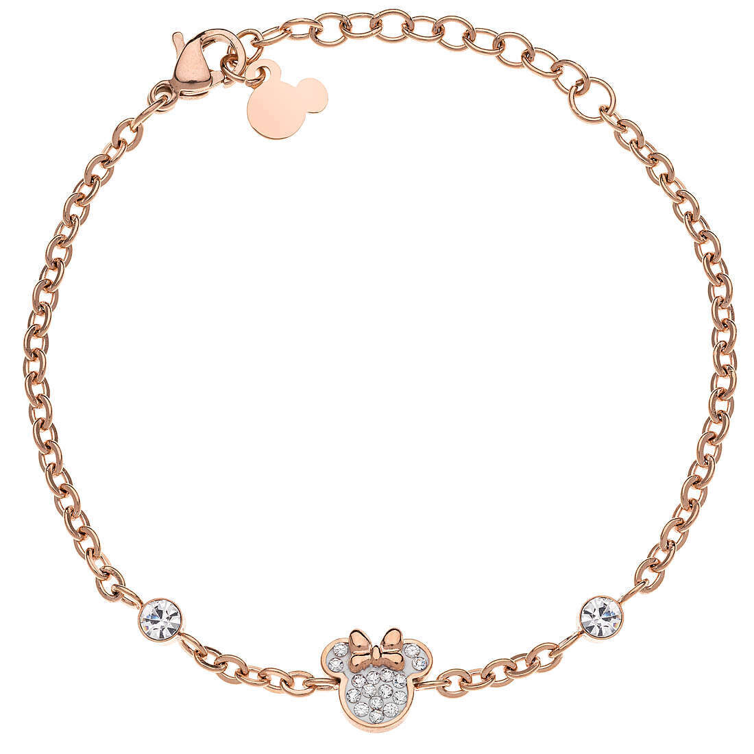 Disney Bracciale Minnie Rosa Pietre Bianche