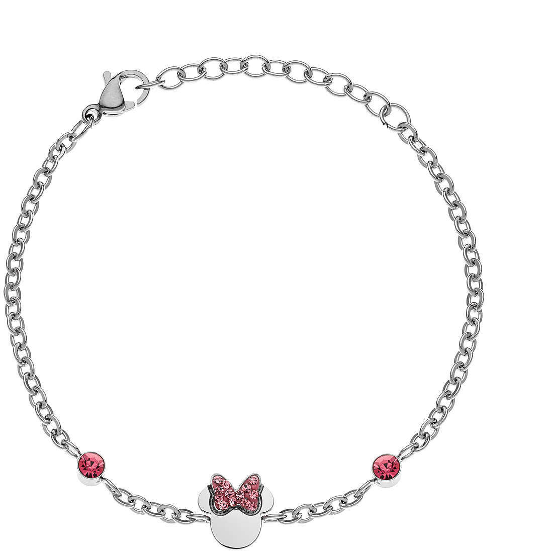 Disney Bracciale Minnie Silver Fiocco Rosa