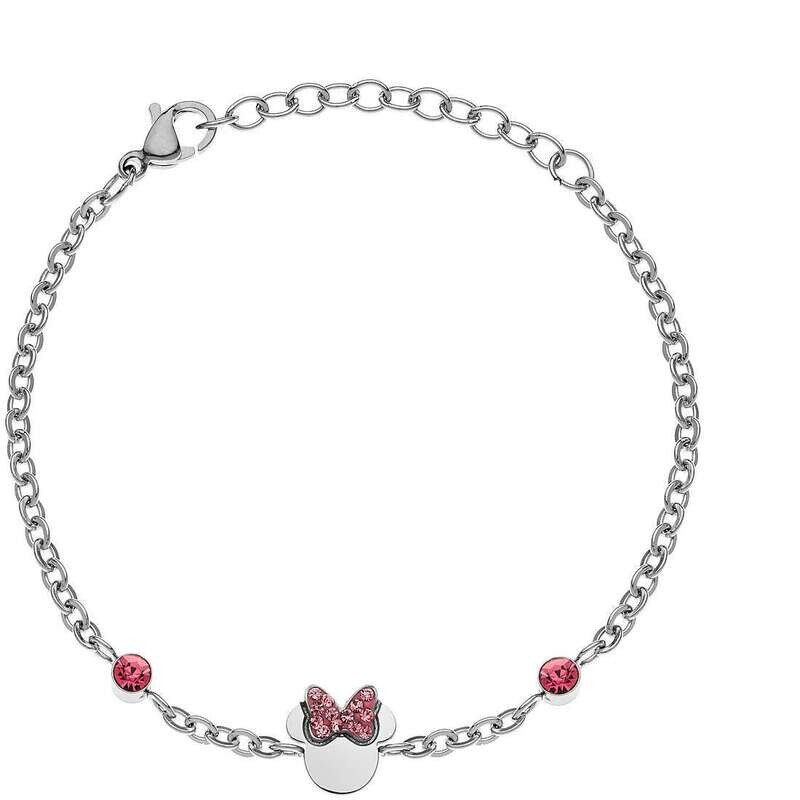 Disney Bracciale Minnie Silver Fiocco Rosa