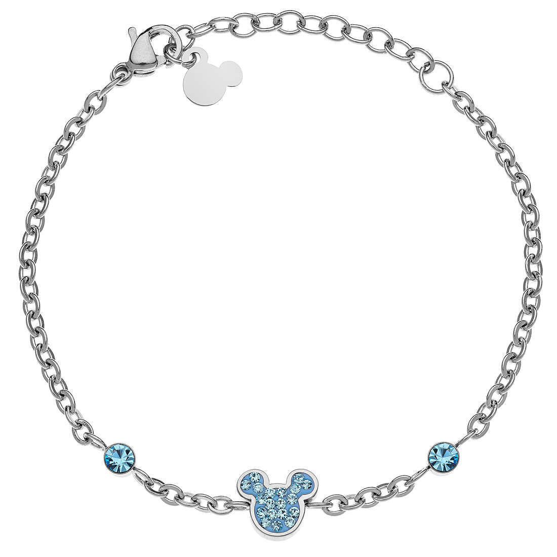 Disney Bracciale Topolino Silver Pietre Azzurre