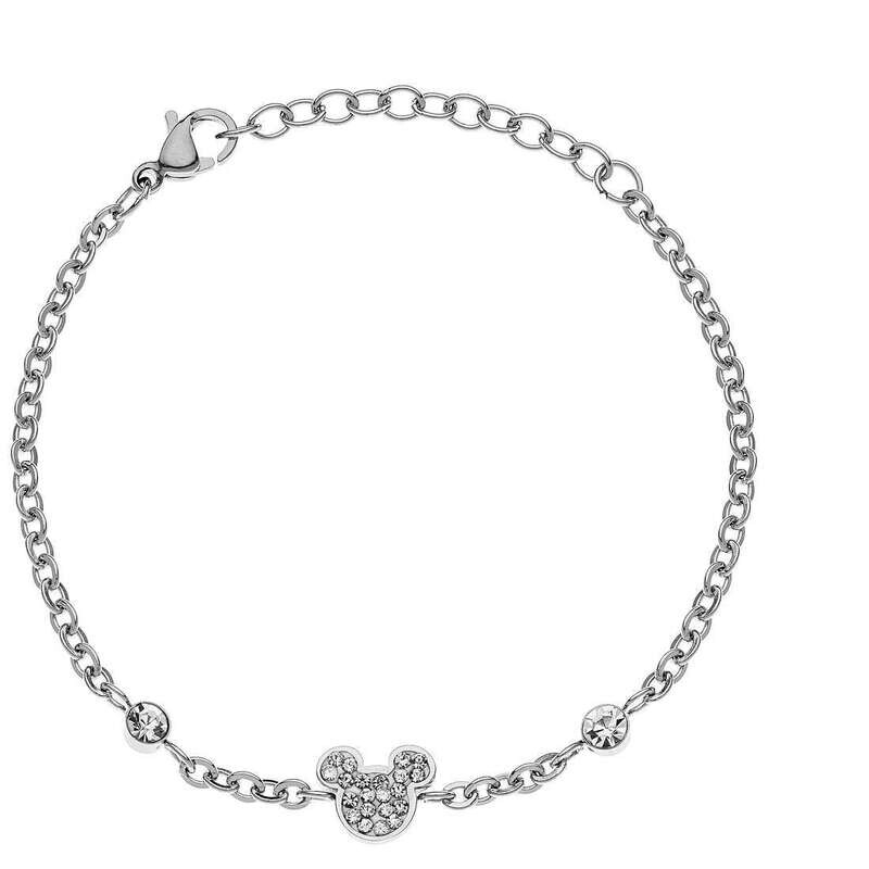 Disney Bracciale Topolino Silver Pietre Bianche