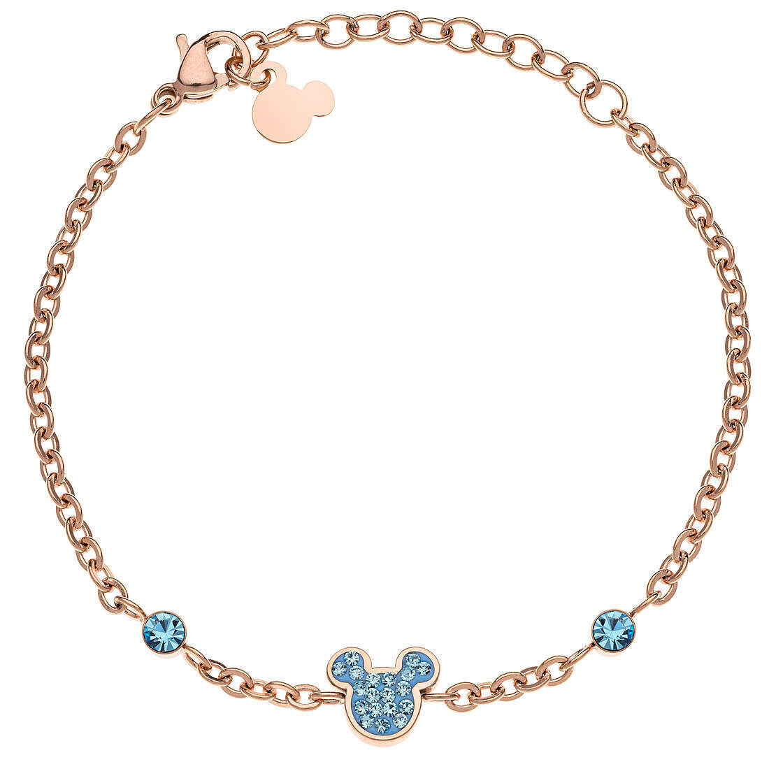 Disney Bracciale Topolino Rosa Pietre Azzurre