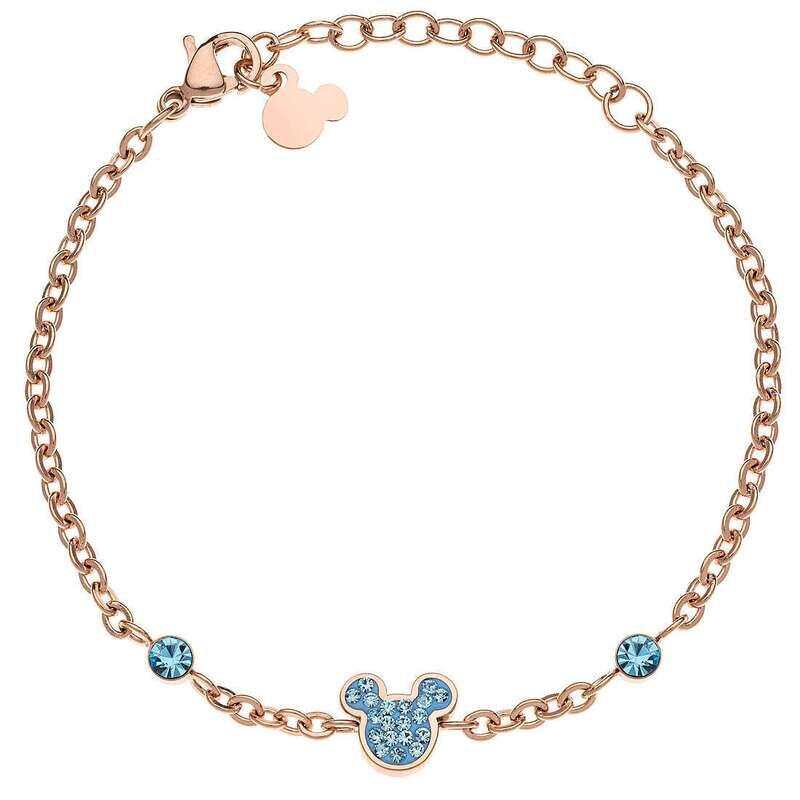 Disney Bracciale Topolino Rosa Pietre Azzurre
