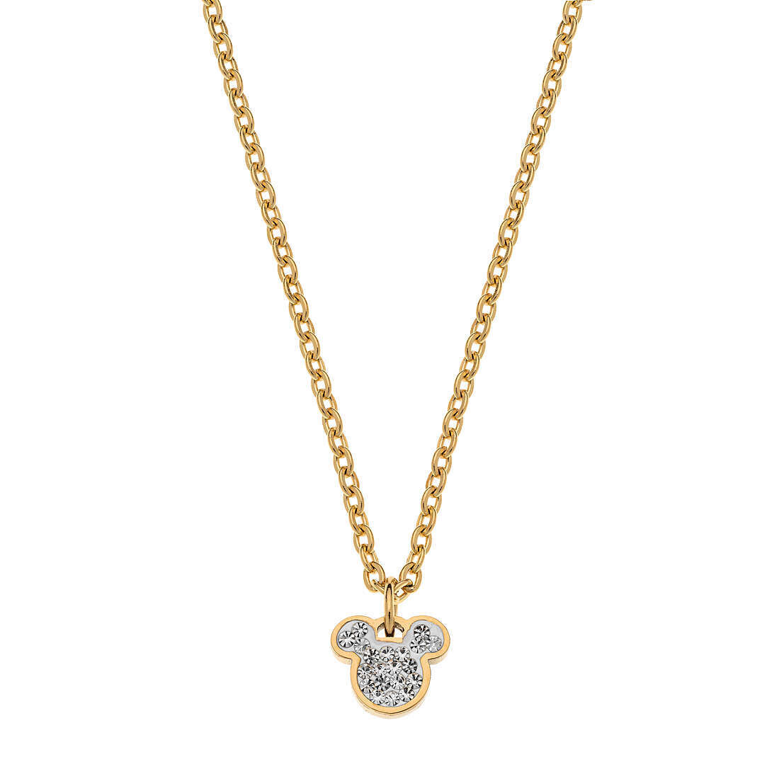 Disney Collana Topolino Gold Pietre Bianche