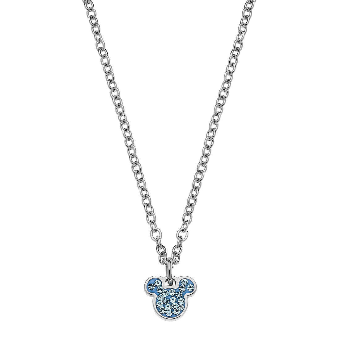 Disney Collana Topolino Silver Pietre Azzurre
