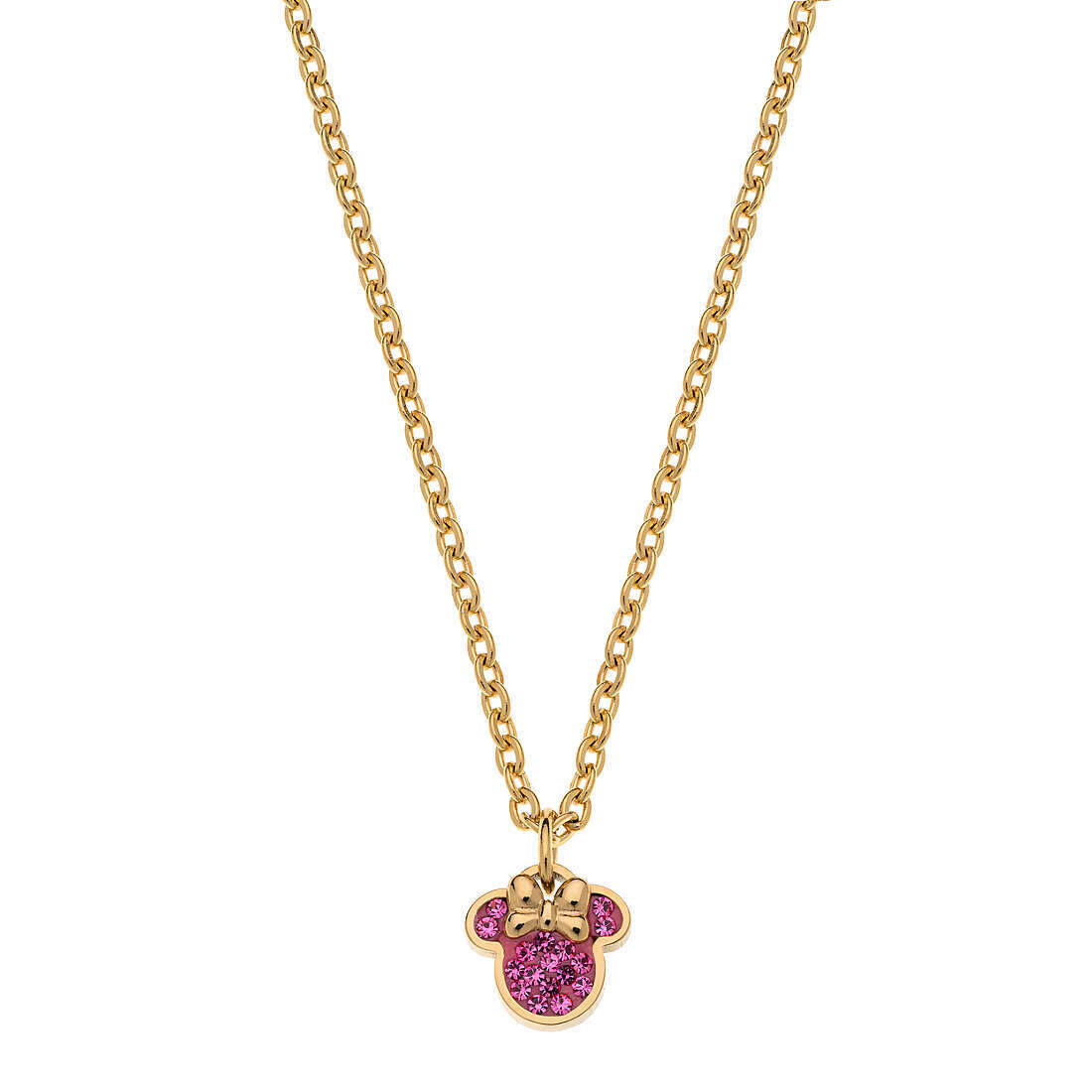 Disney Collana Minnie Gialla Pietre Rosa