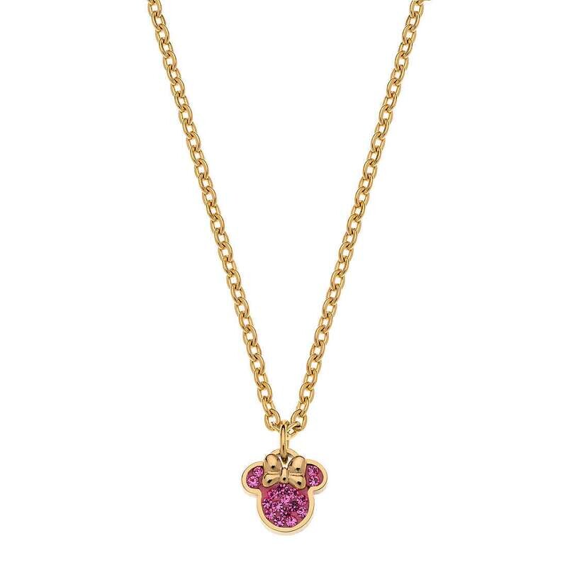 Disney Collana Minnie Gialla Pietre Rosa