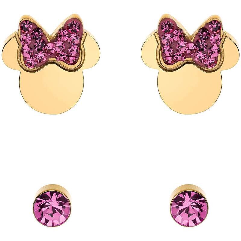 Disney Orecchini Minnie Giallo Fiocco Rosa Set
