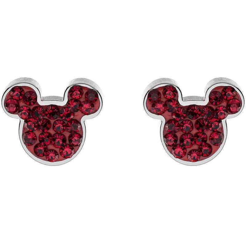 Disney Orecchini Topolino Silver Pietre Rosse