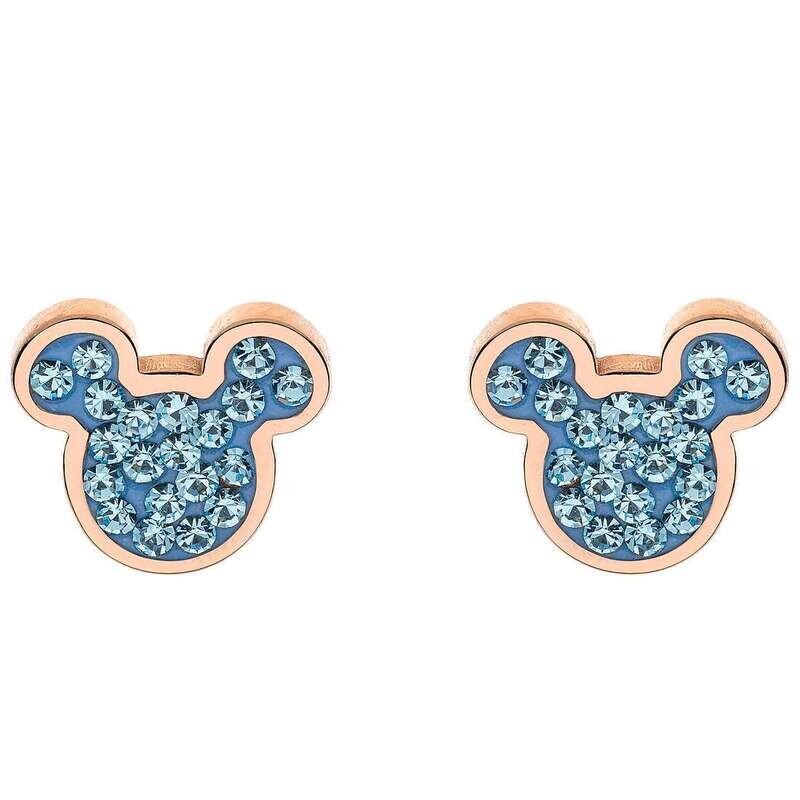 Disney Orecchini Topolino Rosa Pietre Azzurre