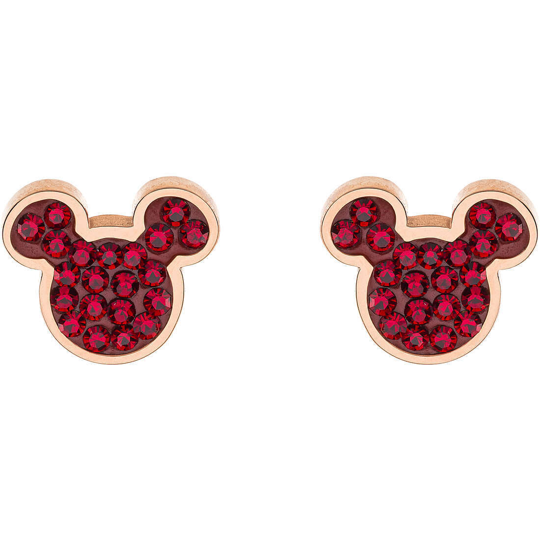 Disney Orecchini Topolino Rosa Pietre Rosse