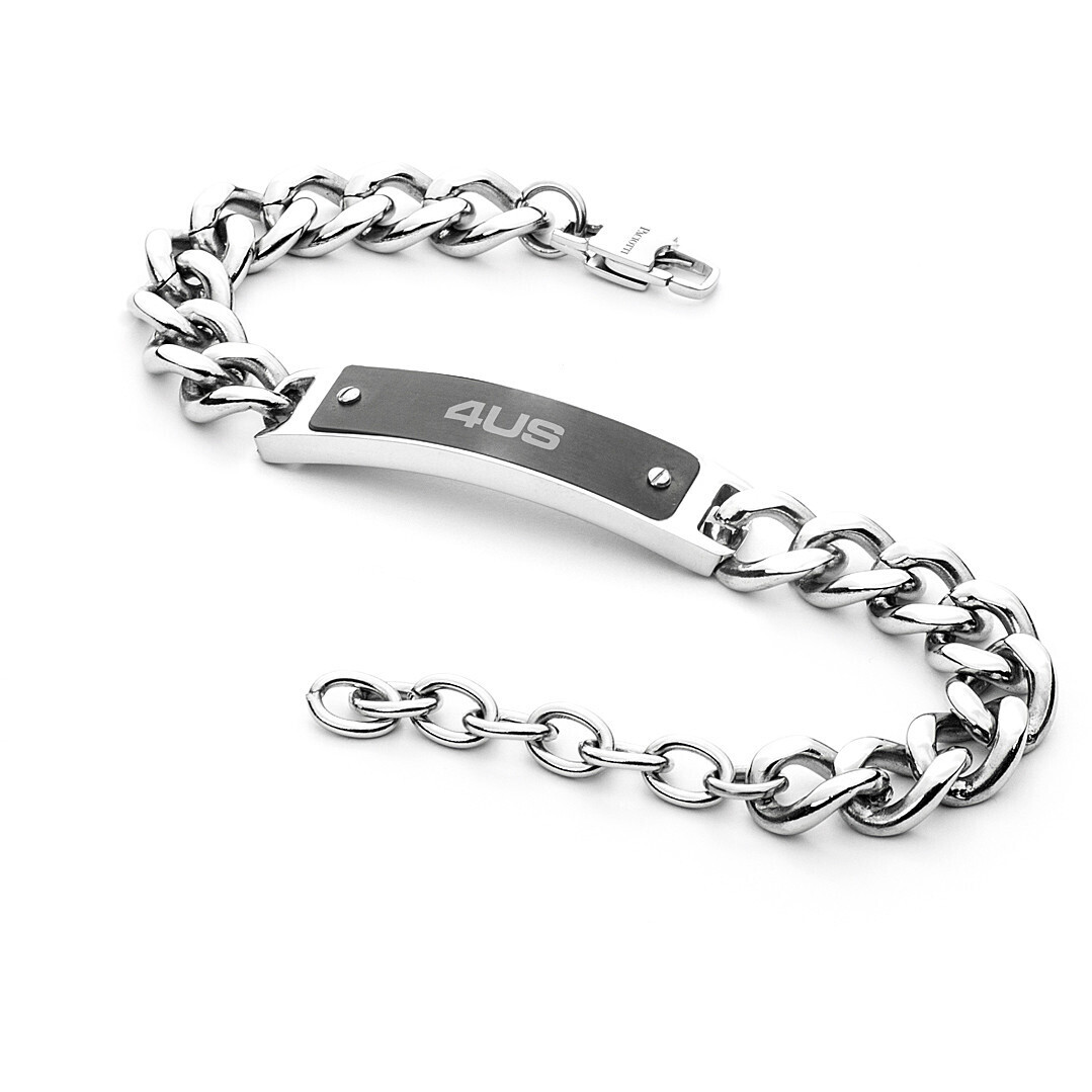 Cesare Paciotti 4Us Bracciale Placca Nera Silver Grumetta