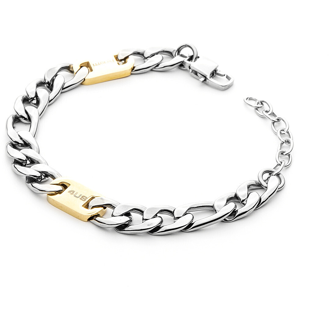 Cesare Paciotti 4Us Bracciale Figaro Larga Silver Dorata