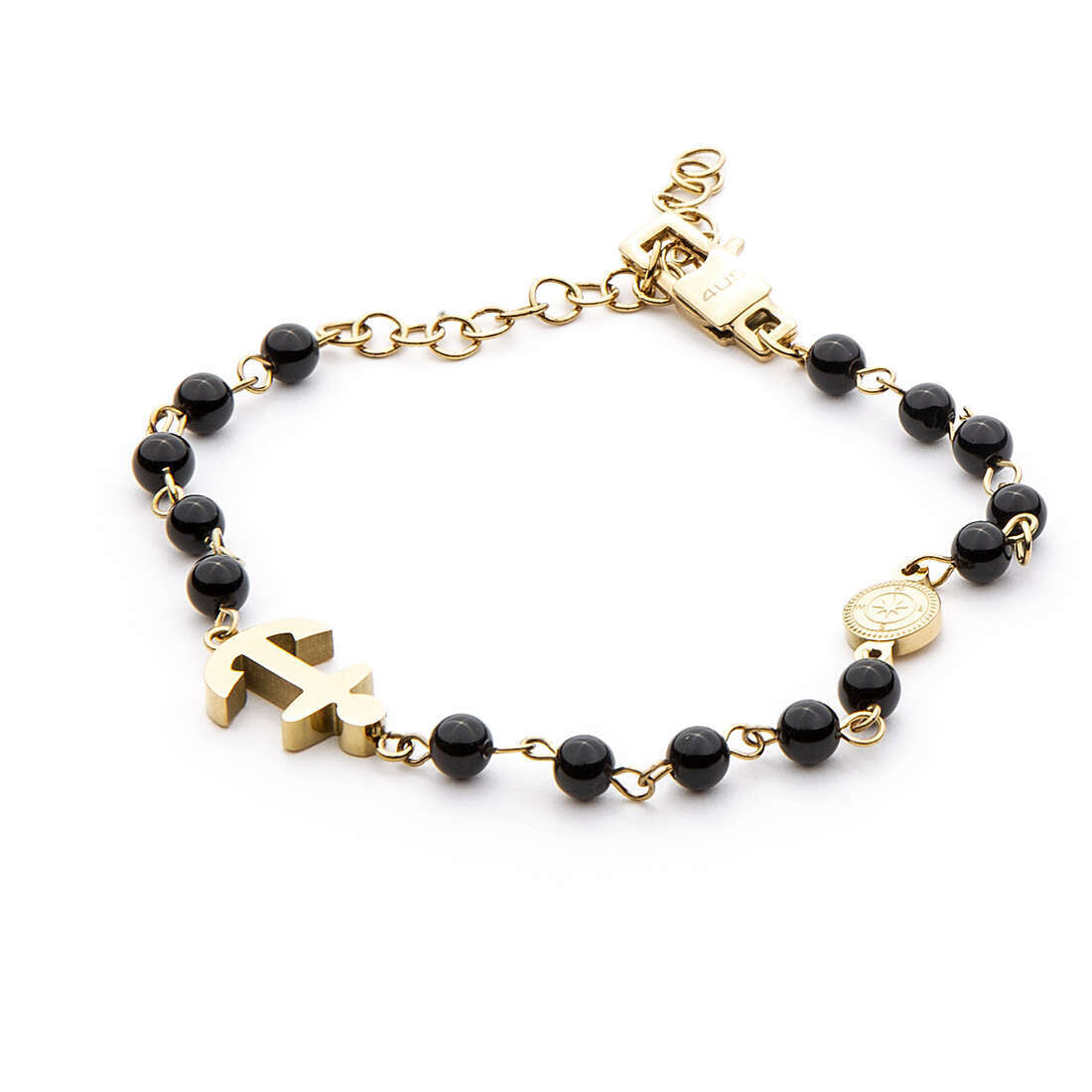 Cesare Paciotti 4Us Bracciale Dorato Palline Nero Ancora Dorato