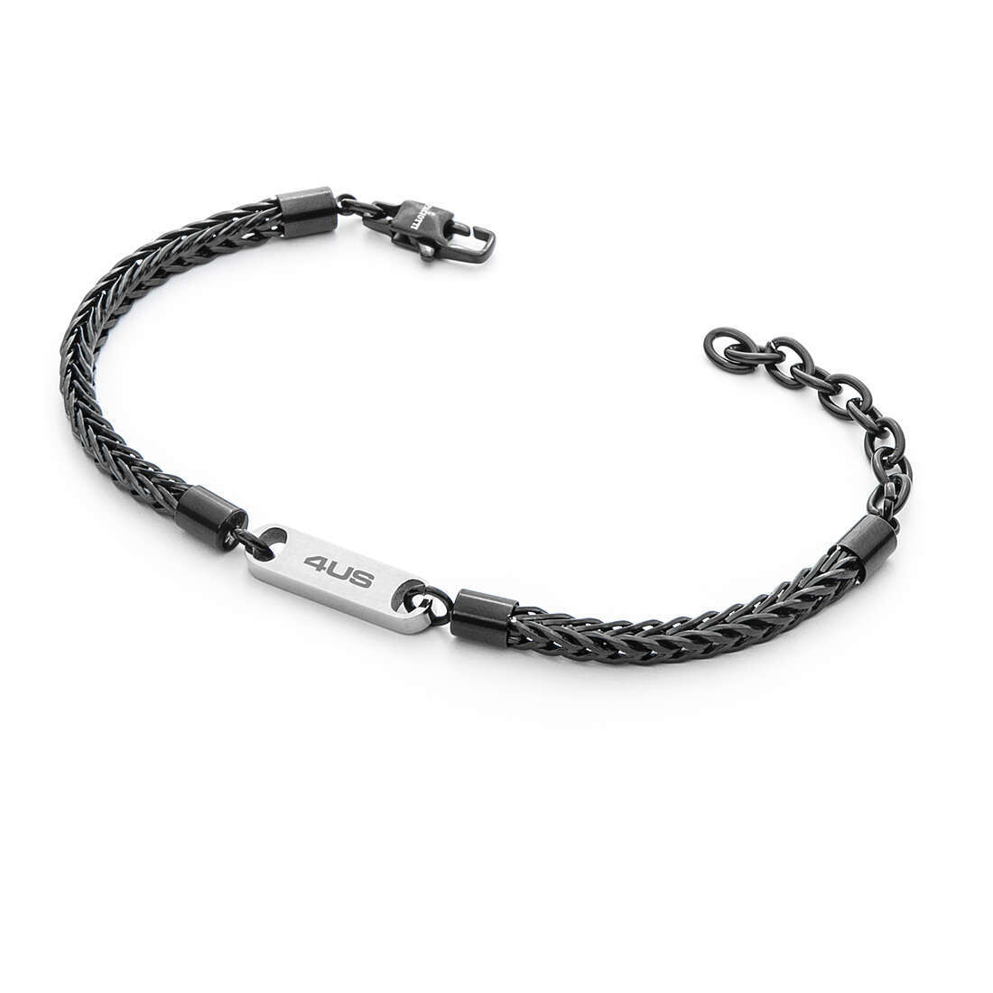 Cesare Paciotti 4Us Bracciale Maglia Nero Placca Silver
