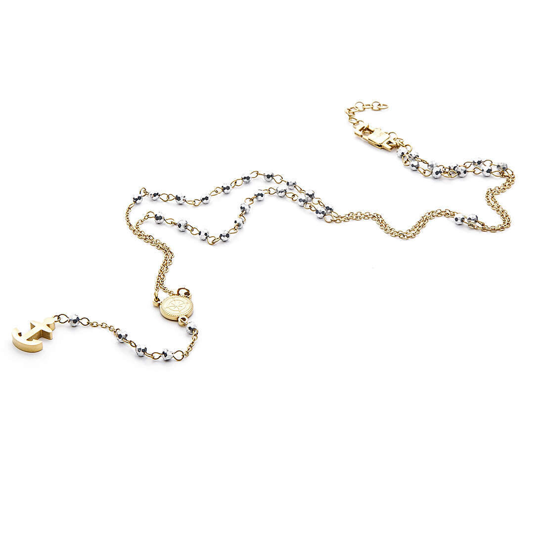Cesare Paciotti 4Us Collana Dorata Sfere Silver Ancora