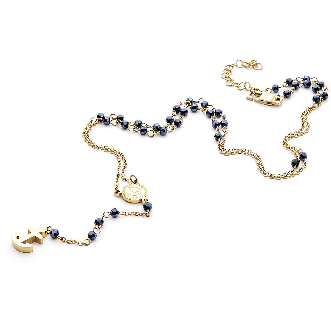Cesare Paciotti 4Us Collana Dorata Sfere Blu Ancora