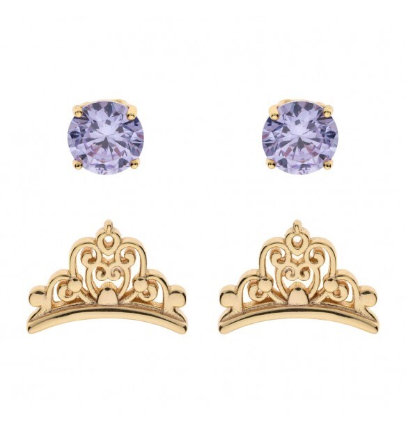 Disney Orecchini Argento Set Corona Punto Luce