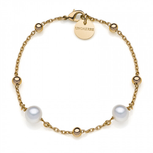 UnoAerre Bracciale Forzatina Dorato Perle
