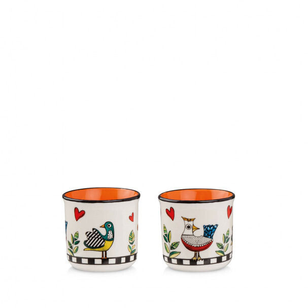 Set 2 bicchieri in porcellana dal design Cocoricò