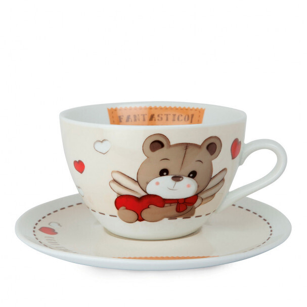 Tazza colazione e piattino con orsacchiotto Oliver