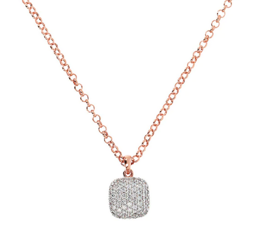Bronzallure Collana Pendente Quadrato Pavé