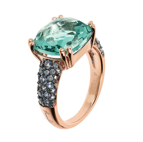 Bronzallure Anello Cocktail con Prisma Quadrata e Pavè MIS.16