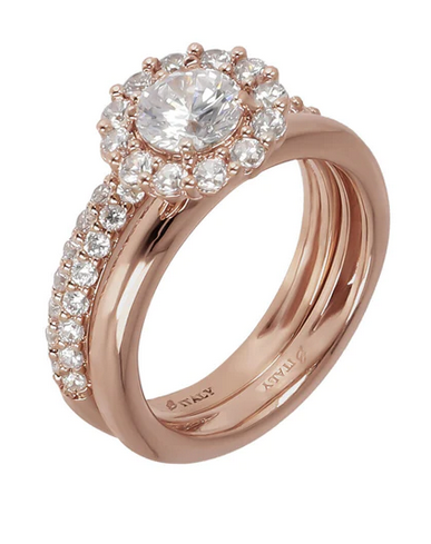 Bronzallure Anelli con Fedina e Fiore Cubic Zirconia N.16