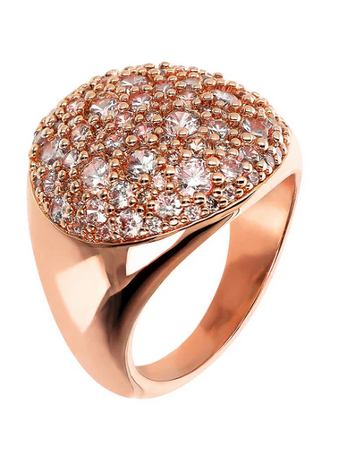 Bronzallure Anello Chevalier Tondo Pave Mis.16