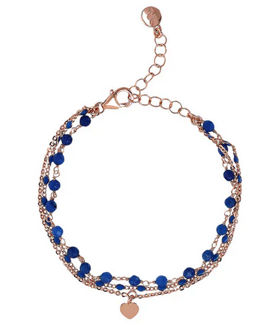 Bronzallure Bracciale Multifilo Ciondolo Cuore, BRACCIALE: BLUE
