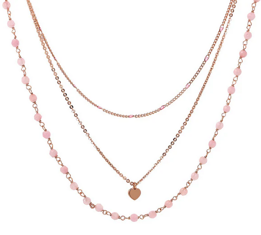 Bronzallure Collana Multifilo e Ciondolo Cuore, COLLANA: ROSA