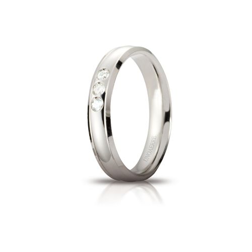 Fede Orion Mm.4,00, colore: Oro bianco con 3 Diamanti