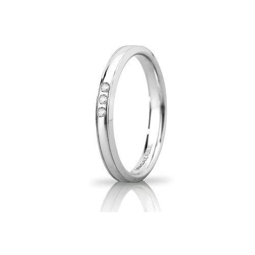Fede Orion Slim Mm.3,00, colore: Oro bianco con 3 Diamanti