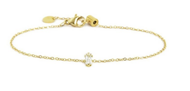 Marlu&#39; Bracciale con zircone baguette, BRACCIALE: BIANCO