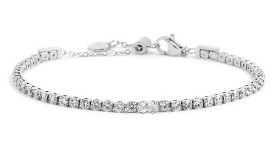 Marlu&#39; Bracciale tennis 2,5mm con zircone centrale