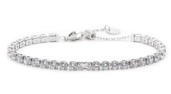 Marlu&#39; Bracciale tennis 4mm con zircone centrale, BRACCIALE: BIANCO