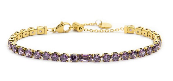 Marlu&#39; Bracciale tennis 4mm con zircone centrale, BRACCIALE: GLICINE