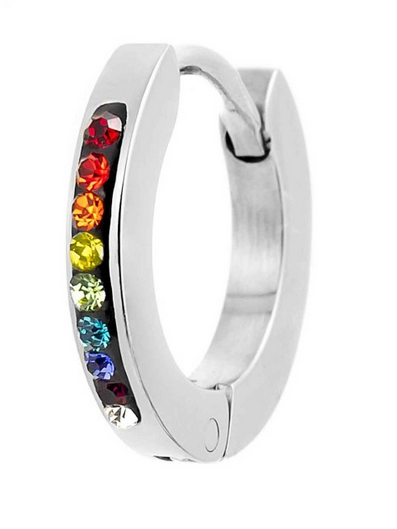 Marlù Mono Orecchino a cerchio 14mm con cristalli