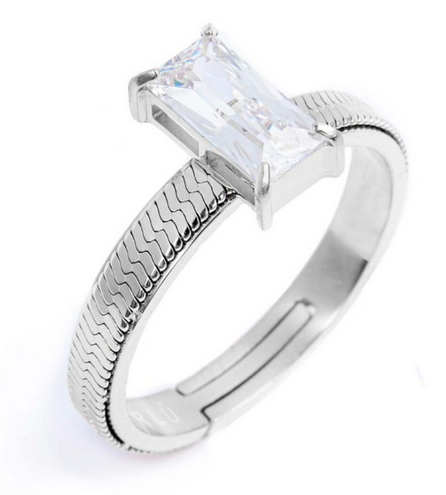 Marlù Anello con zircone baguette regolabile