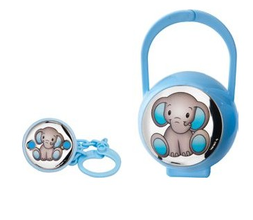 Atelier Portaciuccio Bimbo Elefante in Argento, Portaciuccio: Celeste