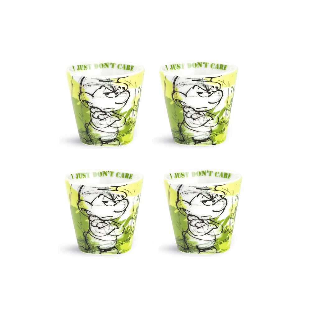 Egan Set 4 Bicchieri Caffè Brontolone “Puffi”, TAZZINE CAFFE&#39;: BRONTOLO