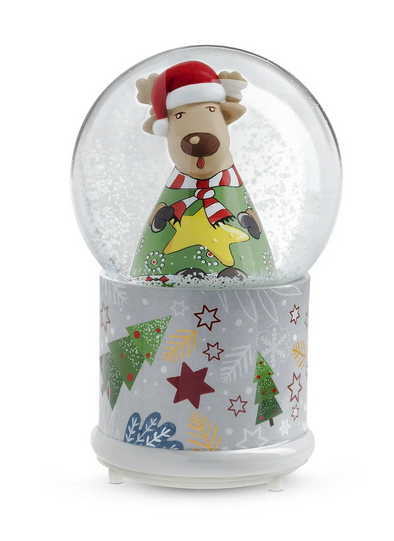 Egan Palla di Neve Natale con luce e Musica Renna 10X16