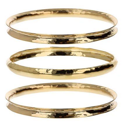 Etrusca Set di Tre Bracciali Rigidi Concavi Martellati